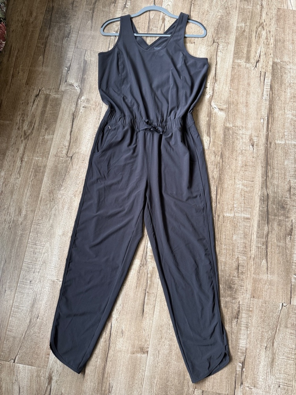 Patagonia Black Sleeveless Apron back Drawstring Waist Jumpsuit med